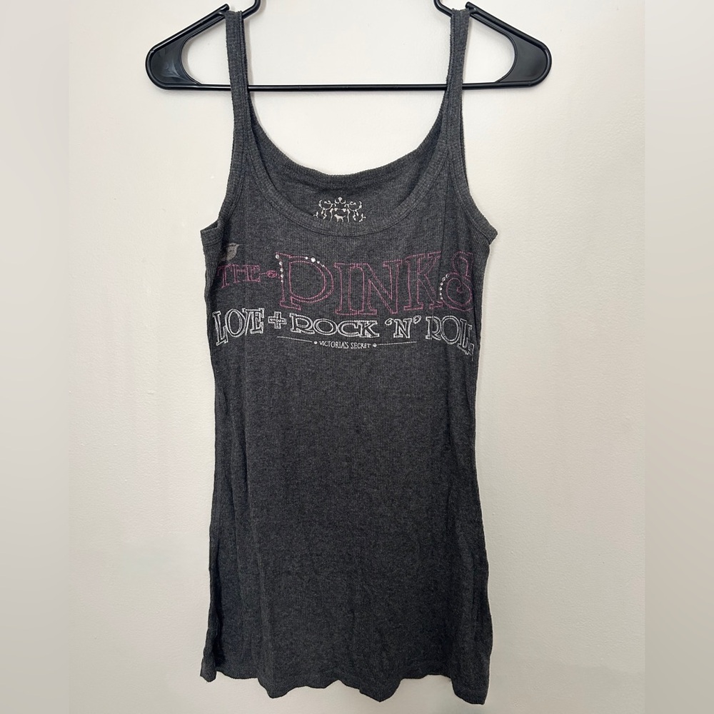 Vintage Y2K PINK Victoria's Secret Charcoal Tank Top Size Medium